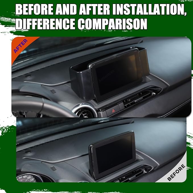 Center Console Organizer Tray Compatible with Mazda MX-5 2016-2023 Accessories, Car Navigation Screen Back Storage Box, Insert Storage Box Auxiliary Storage Tray, Black (Fit L-Peptide Car)