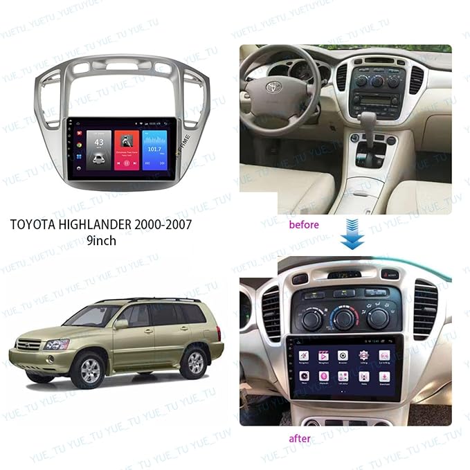 9inch 2DIN Installation Dash Kit fits for Toyota Highlander 2001-2007 Aftermarket Android Car Radio Stereo Mounting Fascia Panel