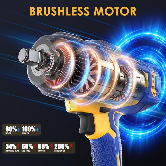 Cordless Impact Wrench Compatible with DEWALT 20V MAX Battery， 1/2” 1700FT-LBS Brushless High Torque Impact Driver, Auto-Stop Reverse, Variable Speed Heavy Duty Impact Gun(Bare Tool)