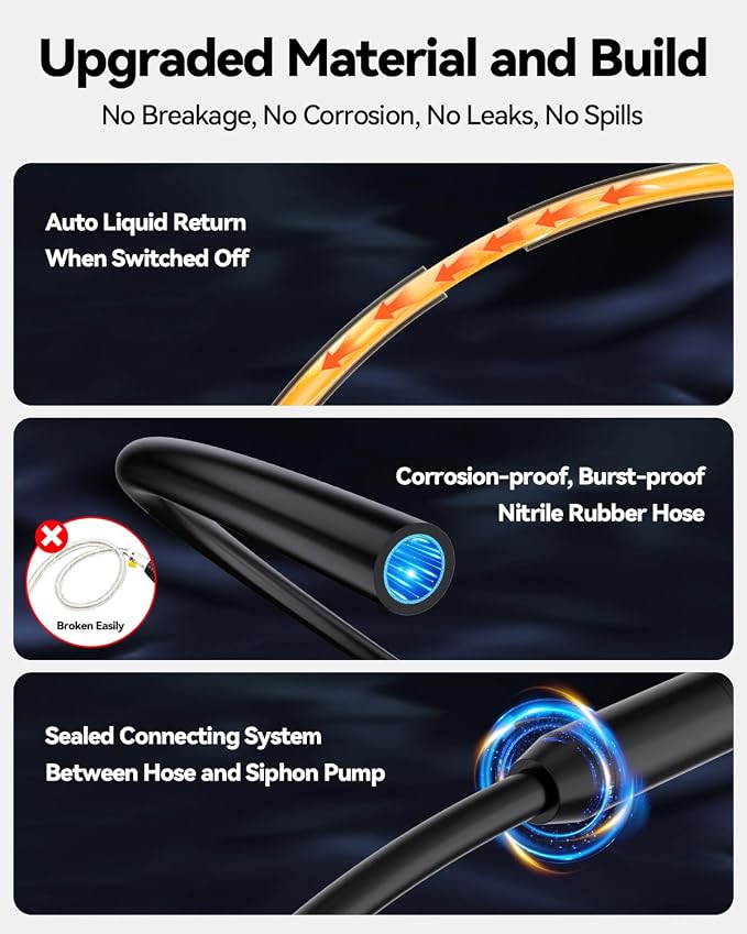 Leshein Fuel Transfer Pump 3GPM, USB Rechargeable Electric Siphon Pump for Gasoline Diesel Water, Portable Leakproof Gas Can Pump with Upgraded Hose Material & Build, Ultra-Fast Oil Transfer Pump