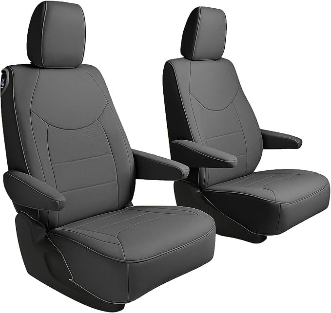 FH Group Custom Fit Car Seat Cover Specefically Made for Chrysler Pacifica 2017-2024 - 2nd Row Set Non Hybrid, Faux Leather, Black