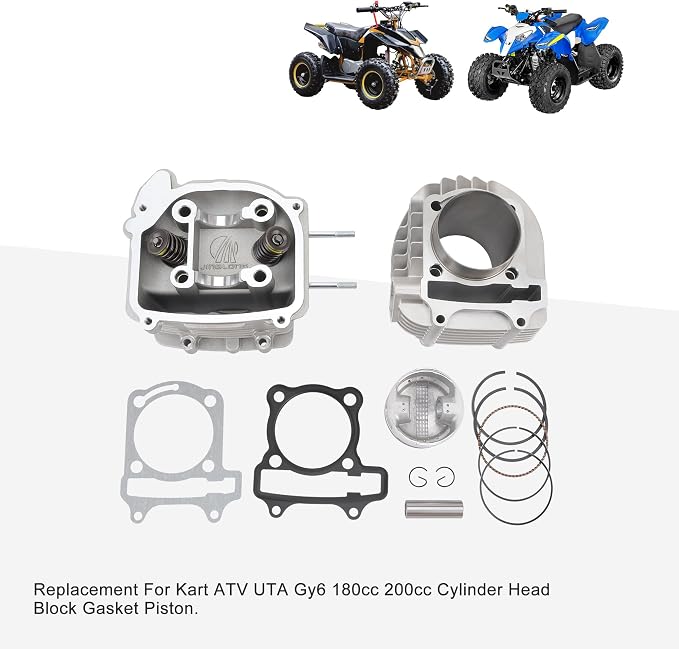 GOOFIT 62.5mm Engine Parts Cylinder Liners Heads Piston Gasket Block Kit Replacement for GY6 180cc 200cc 250cc ATV Off-Road Vehicle Engines