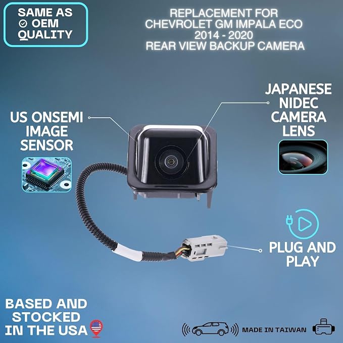 Backup Camera for 2014-2020 Chevrolet Impala Eco Rear Tailgate Cam | Replaces OE part 23323779 22740367, rear view reverse parking assist backup monitor high definition hd video sensor