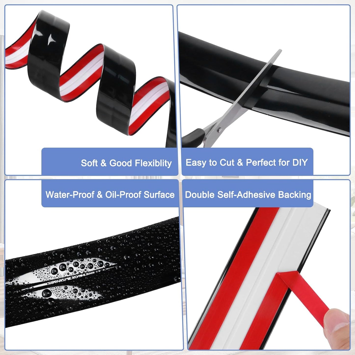 Wall Corner Protector Moulding Trim Peel and Stick Wall Corner Guards Trim Flexible Self Adhesive Edge Protector Moulding, 2.4 in x 20 Ft, Black