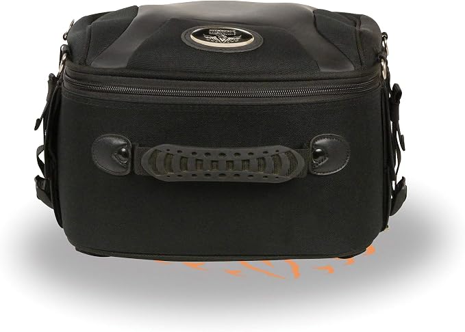 Milwaukee Leather MP8190 Small Black 'Sporty' Motorcycle Textile and PVC Sissy Bar Rack Bag - Small