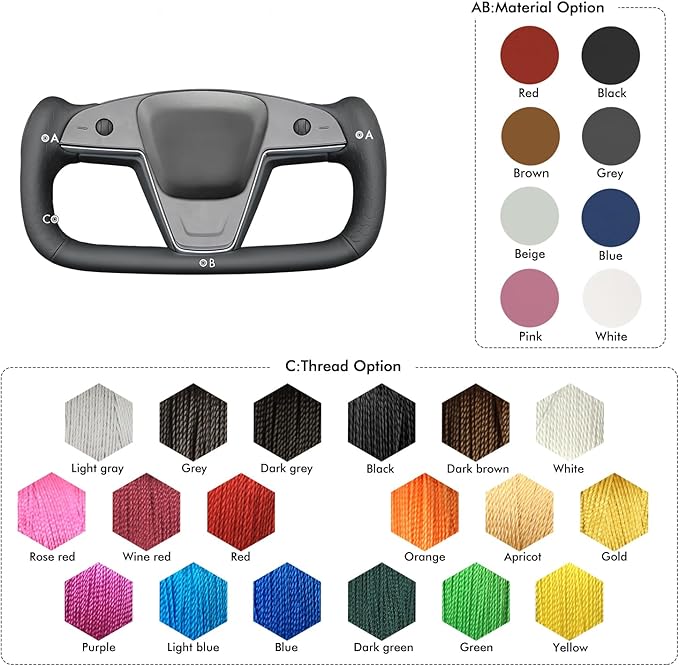 MEWANT Steering Wheel Cover for Yoke Style Steering Wheel for Tesla Model S 2021-2023 / Model X 2021-2023 Made of Black Microfiber Leather