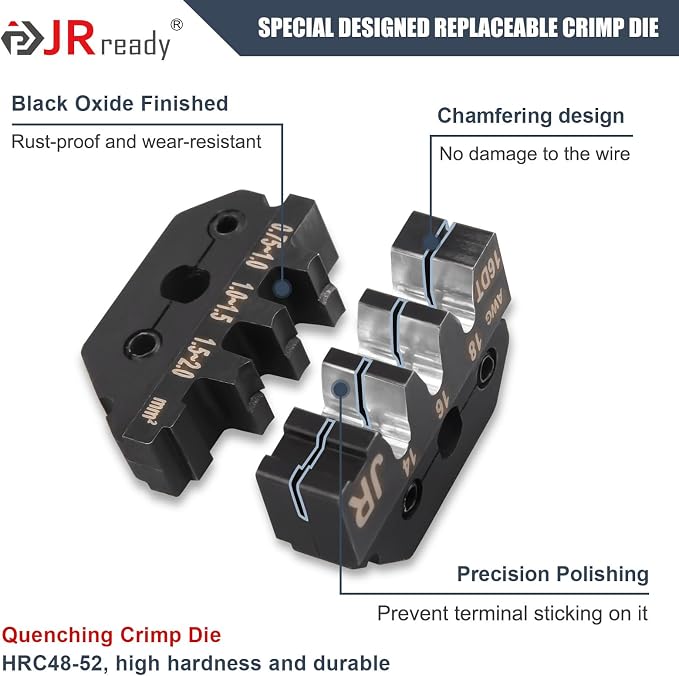 JRready ACT-16DT Crimp Die for Open Barrel Crimping Tool ACT-LY Frame, Deutsch DTM Connector Pin Crimp Die for Size 16 Stamped Contacts(14-18AWG)