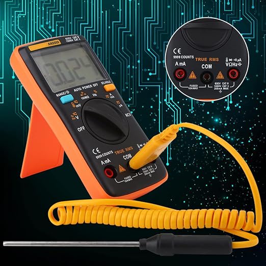 Digital Multimeter Tester AN8009 with Bag, Voltmeter Multimeter with Backlit LCD Display, Voltage Ammeter OHM Meter with 16 in 1 Multifunctional Test Line