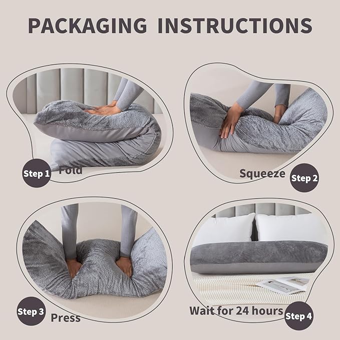WhatsBedding Memory Foam Body Pillow with Plush Fuzzy Cover, Full Body Pillow for Adults, Long Pillow for Sleeping, Soft Fluffy Supportive