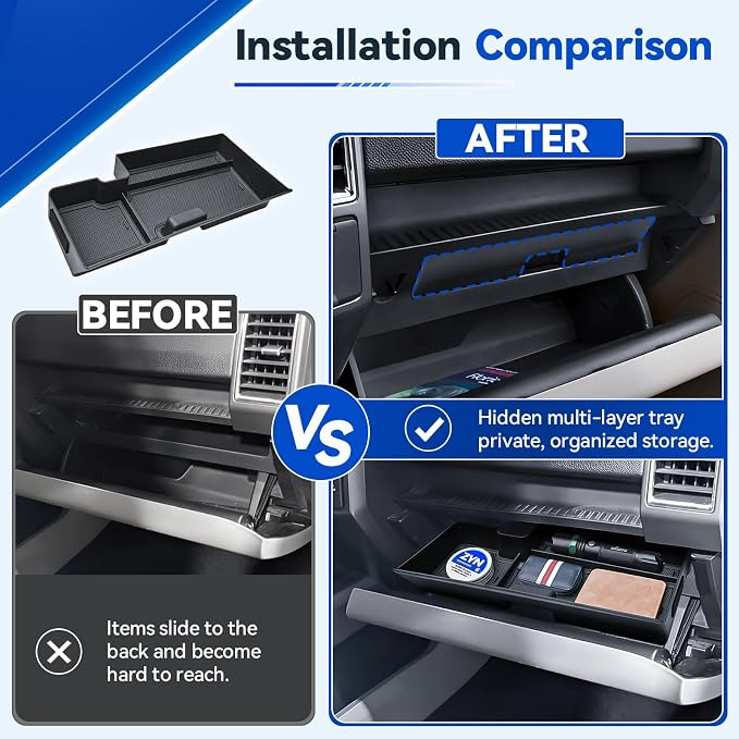 EDBETOS Center Console Drawer Organizer and Glove Box Organizer Tray for 2015-2020 Ford F150, Interior Accessories
