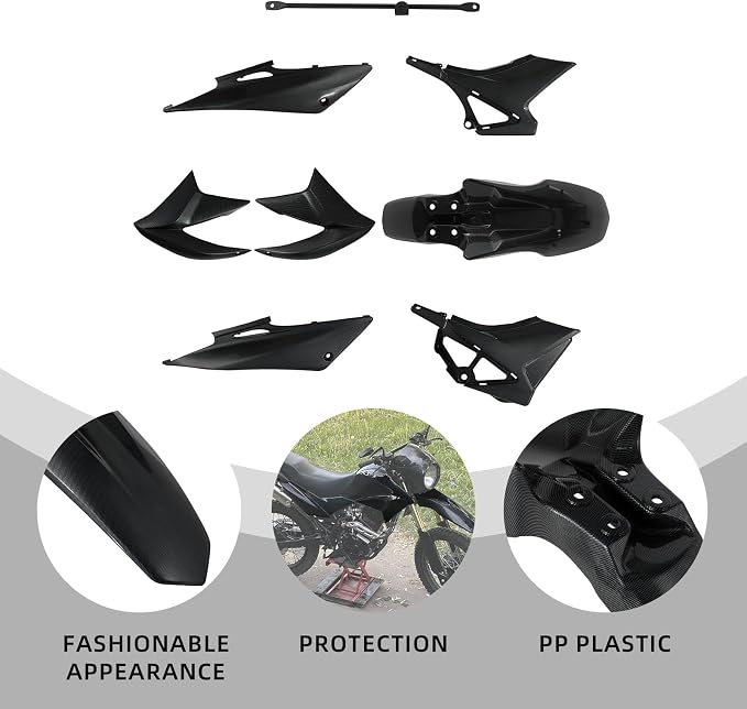 Dirt Bike Plastics Kit for Hawk 250,Fairing Body Work Fender Sets with Fuel Tank Guard for Hawk 250cc - Imitation Carbon Fiber