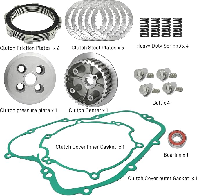 Clutch Kit & Friction Steel & Inner Hub & Pressure Plate for Kawasaki KX80 KX85 KX100 KX112 1998-2024 OEM# 13088-1016 13089-1120