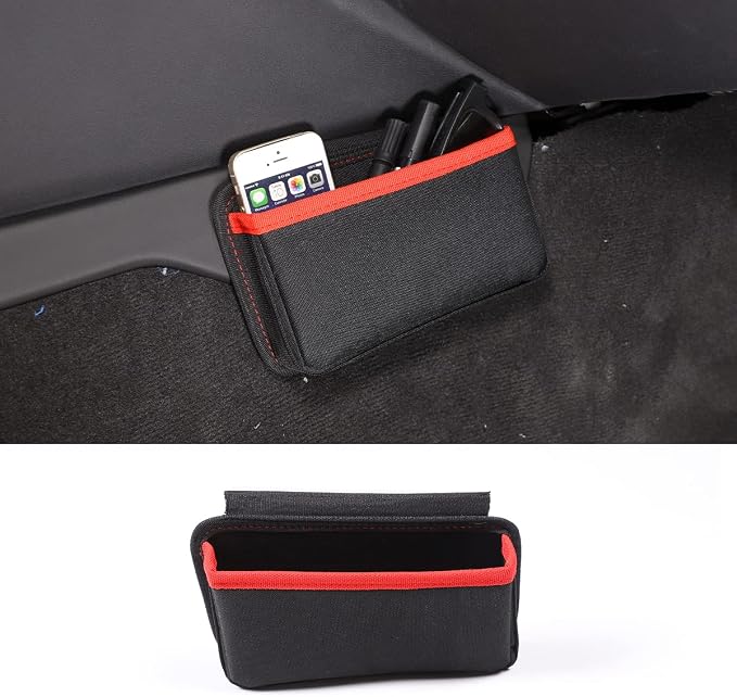 Daeiclru Car Center Console Side Storage Bag Compatible with Chevrolet Corvette C8 2020-2023, Co-Pilot Center Console Hanging Storage Organizer Bag (Center Console Side Storage Bag, Red)