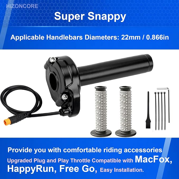 Ebike Full Twist Throttle for Macfox, 3 Pin Surron Style Throttle Grip Kit 12V-72V Compatible with HappyRun Freego Heybike Electric Dirt Bike