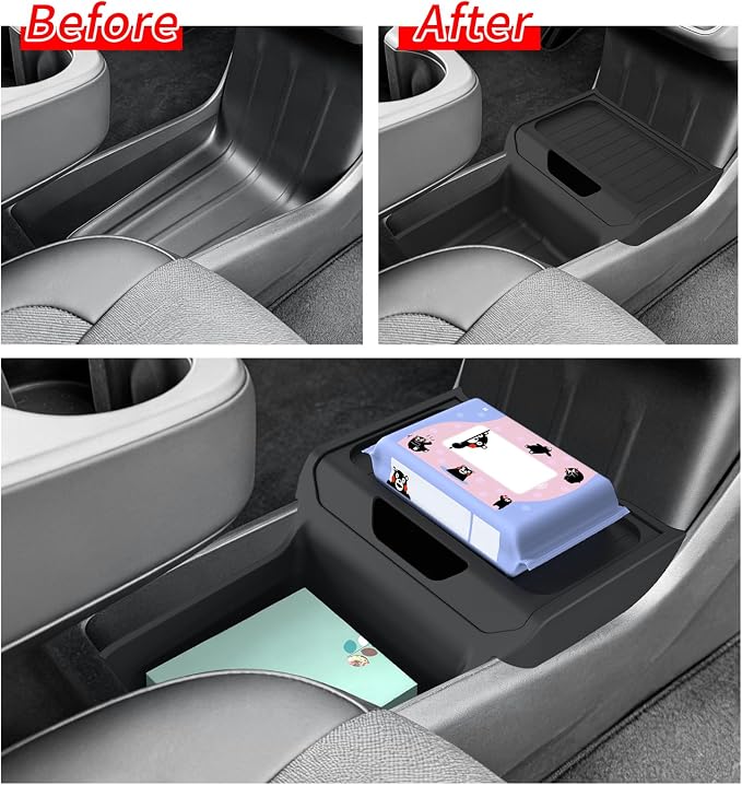 SMABEE Lower Organizer Tray for Tesla Model Y Juniper Standrd 2026 2025 | Not Fit Premium/Performance,TPE,2026 Model Y Juniper Accessories,Center Console Storage Box,Center Console Tray,TPE