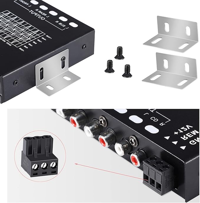 Facmogu 7-Band Car Audio Equalizer, Adjustable 7 Bands EQ Car Amplifier Graphic Equalizer with CD/AUX Input Select Switch, Front/Rear + Sub Output, for Boat RV RTV Motorcycle Car Stereo Tone Control