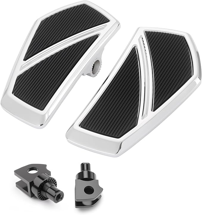 Front Footpegs Rider Floorboards Compatible with Kawasaki Vulcan S 650 Accessories 2015-2025 Anti-Slip Wide Motorcycle Highway Pegs (Chrome)