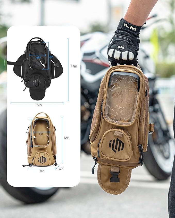 ILM Motorcycle Tank Bag Magnetic 4 Straps Reinforced Fastening Waterproof Touch Screen Phone Pouch Motorbike BT01