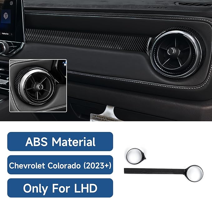 Car ABS Carbon Fiber Dashboard Side Air Outlet AC Vent Sticker Cover Interior Trim Decal for Chevrolet Colorado 2023 2024 2025 2026 Accessories (Outer Ring)
