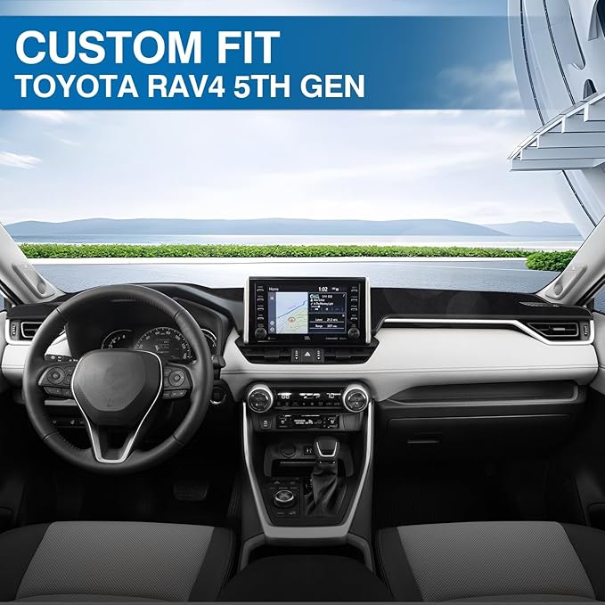 KUST Black Dash Cover Mat for Toyota RAV4 2019-2025 Left Hand Driving Non-Slip Dashboard Cover Interior for RAV4 Accessories Custom Fit Dash Mat Sunshade Windshield Glare