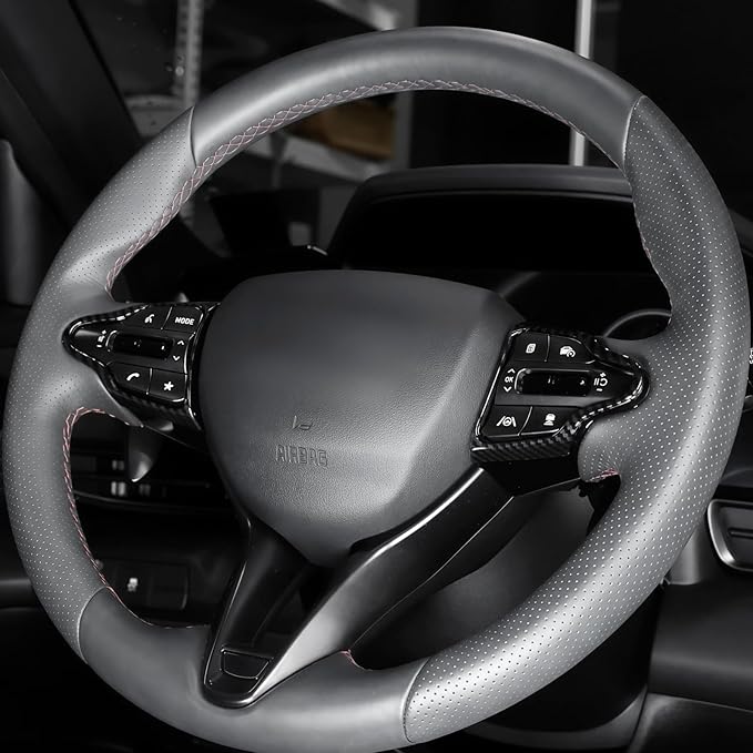 Carbon Fiber Style Steering Wheel Trim Control Button Cover Compatible with Hyundai Veloster JS N line 2019-2022 Hyundai Kona N hyundai i30 2017-2022 Automotive Accessories