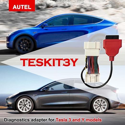 Autel TESKIT3Y Compatible Diagnostic Cable Adapter for Tesla Model 3 and Model Y, Read and Erase Codes, View Live Data, Work with Ultra/ MS919/ MS909/ Elite II PRO/UltraEV etc