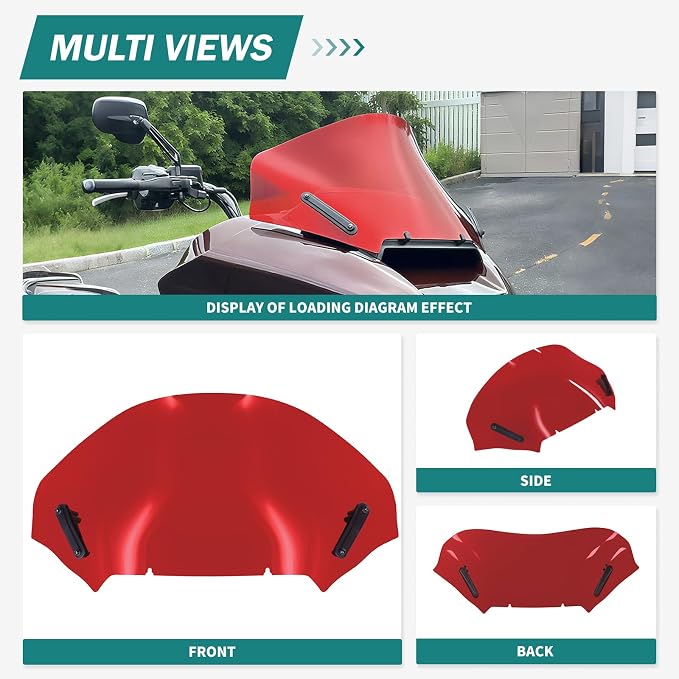 Motorcycle Windshield Windscreen Wind Splitter Fit for Harley Road Glide FLTRXSE 2023-later FLTRX FLTRXSTSE 2024-later for Dual Headlights (Red)