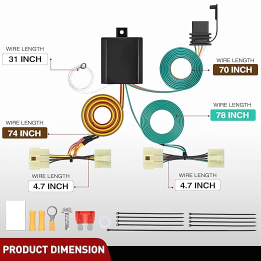 Nilight 4 Pin Trailer Wiring Harness Kit 55379 Compatible with 1989 1990 1991 1992 1993 1994 1995 Pickup 2000 2001 2002 2003 2004 Tacoma Vehicle Standard 4 Way Hitch Harness