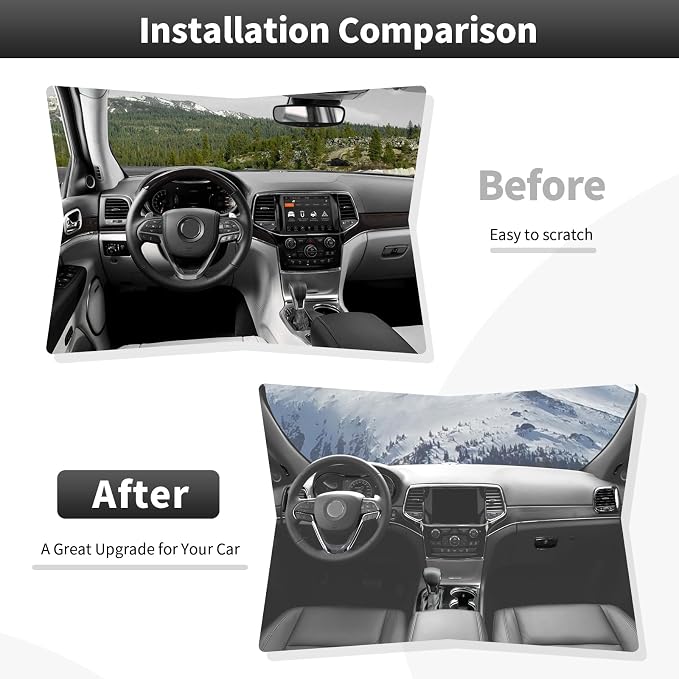 CheroCar 17PCS Carbon Fiber Interior Trim Kit for 2016-2026 Jeep Grand Cherokee Central Control Dashboard Window Steering Button Air Vent A Pillar Speaker Glove Box Handle Gear Shift Cover Decor Trim