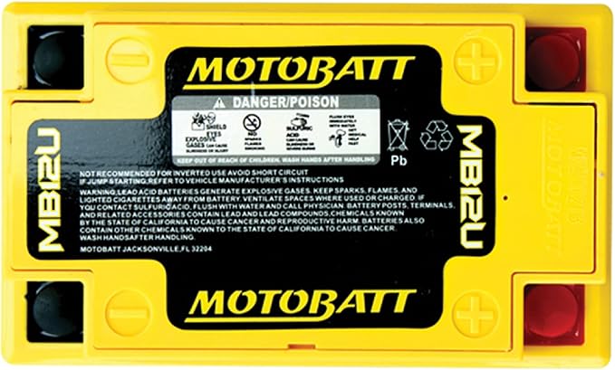 DB Electrical MB12U New Battery for Motobatt Battery 15Ah, Aprillia, Benelli, Bmw, Ducati, Honda, Kawasaki, Yamaha 12N12-4A 12N12A-4A-1 YB12A-A YB12AAS YB12A-A-WS YB12A-B YB12AL-A 134 x 80 x 161 mm