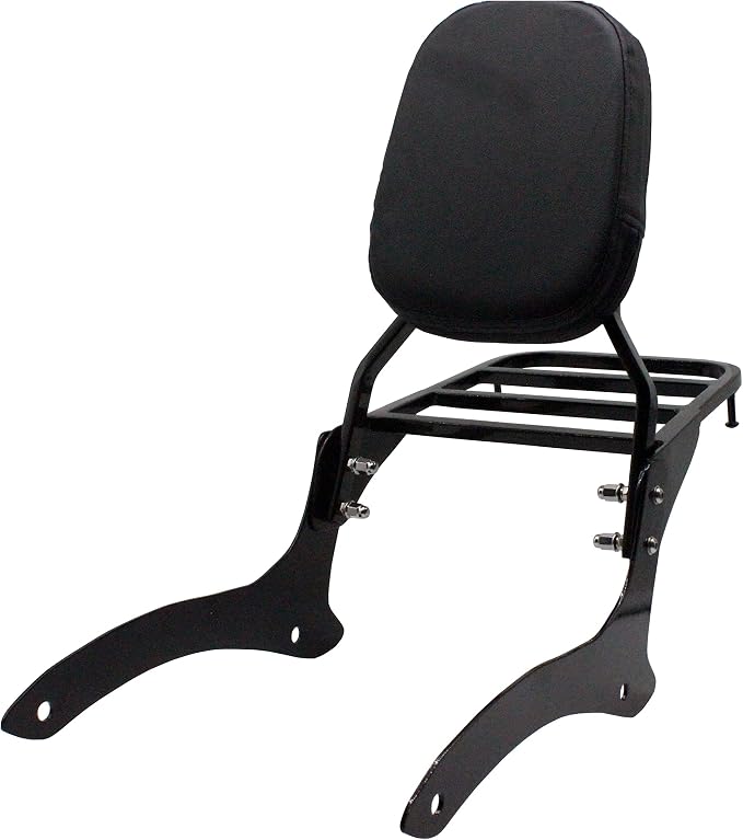 YHMOTO Sissy Bar Backrest + Luggage Rack Combo Fits for 2000-2011 Yamaha V-Star XVS 1100 Classic Dragstar XVS 1100 Classic (Black)