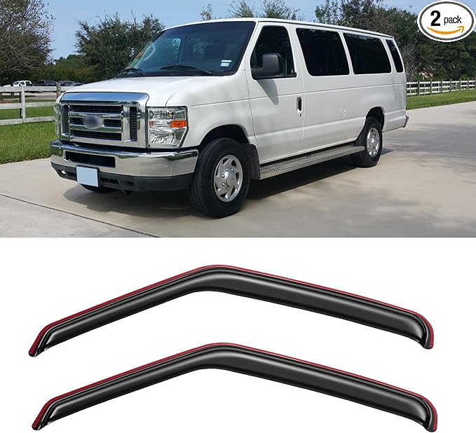in-Channel Window Visors Rain Guards Shield for 2007-2014 Ford E-150/E-250/E-350/E-450 Super Duty, Window Vent Wind Deflectors Visors Shades for 07-14 E150 E250 E350 E450