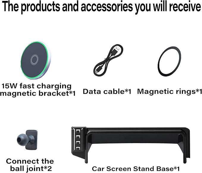 Car Phone Holder for Ford Bronco Sport 2021-2024 Accessories Apply to 8 Inch Touch Screen 15W Fast Wireless Charger Screen Fixed Clip Cell Phone Mount Hands-Free 360 Degree Rotation