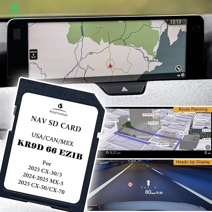 Navigation SD Card KR9D66EZ1B | No Data Fee, Works with HUD | Preloaded USA/CAN/MEX Offline GPS Maps for 3/CX 30/CX 50/CX 70(2025-2026), MX 5(2024-2026)
