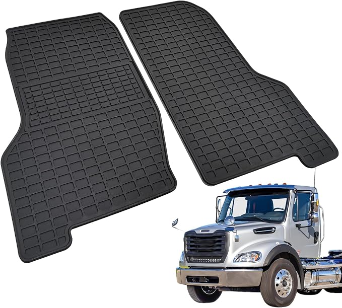Floor Mats Compatible with Freightliner M2-106/M2-112 2003-2023,108 SD/ 114 SD 2013-2023 Truck Floor Rubber Mats for Freightliner Accessories All-Weather Guard Heavy Duty(2PCS)