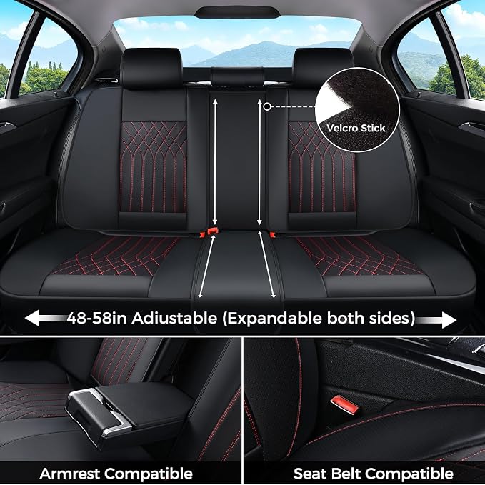 FLORICH Car Seat Covers Full Set, Leather Seat Covers for Cars, Waterproof Car Seat Protector Breathable, Front and Back Seat Covers for Cars, Automotive Seat Covers Universal Fit for Most SUV Truck