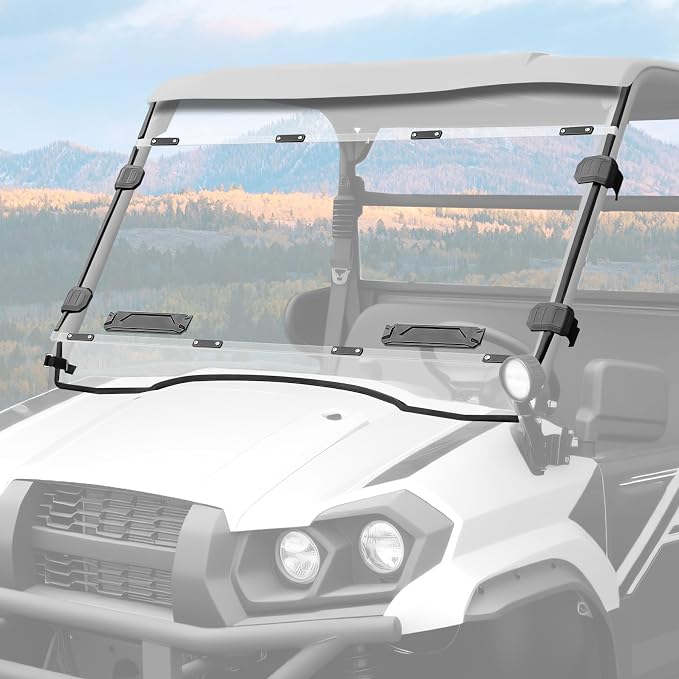Front Full Windshield for Kawasaki Mule Pro MX, Clear 1/5" Hard Coated PC Vented Full Windshield Scratch Resistant UTV Front Windscreen for Kawasaki Mule Pro MX 2019-2026 Accessories