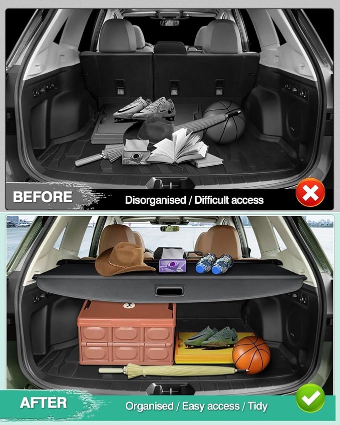 Powerty Cargo Cover for 2025 2026 Subaru Forester Accessories Trunk Cover Retractable Trunk Shielding Shade Cargo Luggage Cover No Gap (Hybrid)