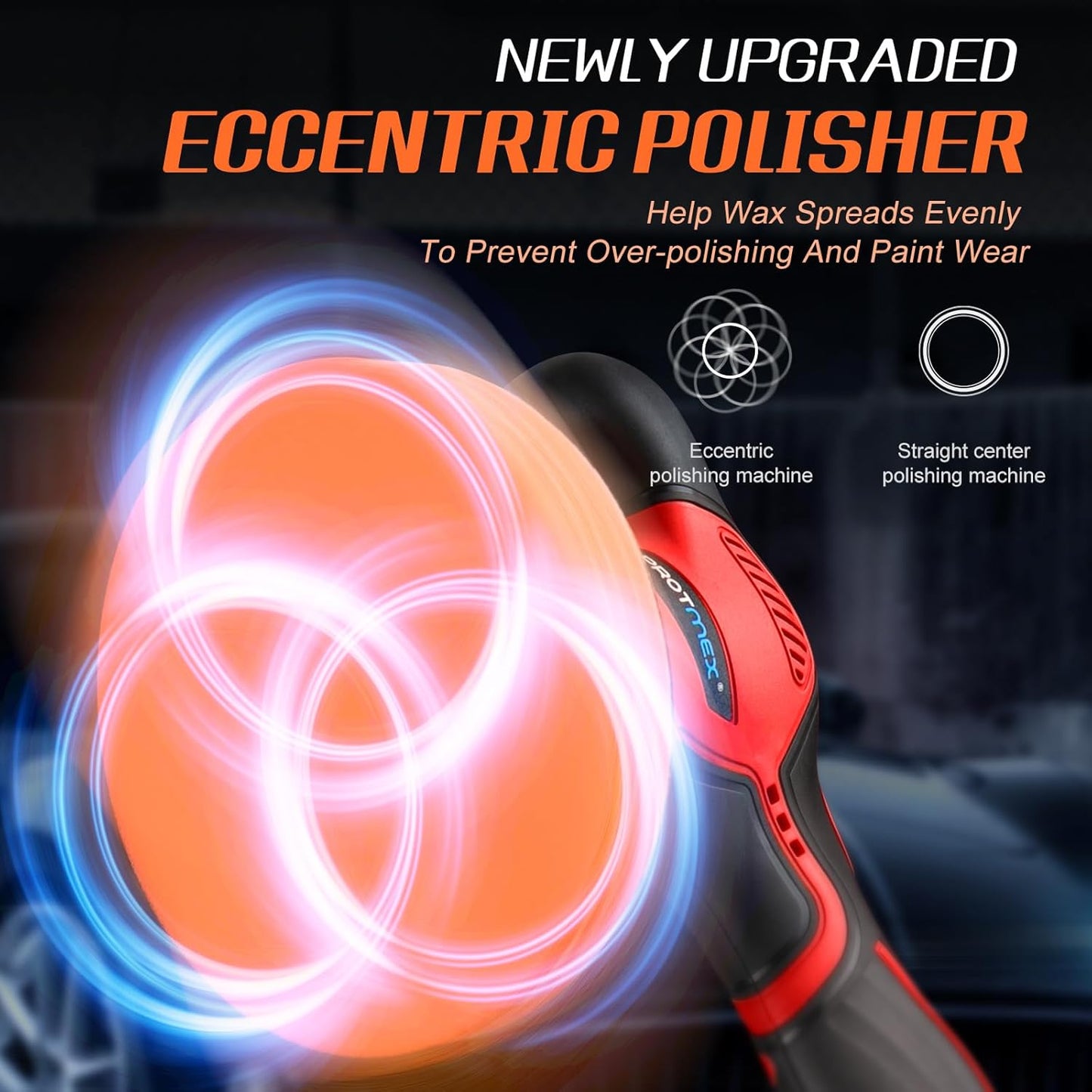 Cordless Car Buffer Polisher w/ 2x2000mAh 21V Batteries, 6 Inch Car buffer Waxer Kit, Car Polishing Machine w/ Extra 18 PCS Attachments & 6 Variable Speed, Car Buffer Polisher for Car Detailing (Red)