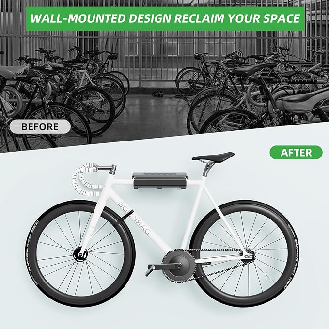 Bike Wall Mount Rack Indoor Bike Storage Garage Bike Rack Wall Mount with Shelf and Hooks Store Your Helmet and Shoes for a Single Road, Mountain or Other Bicycle (Universal Size)