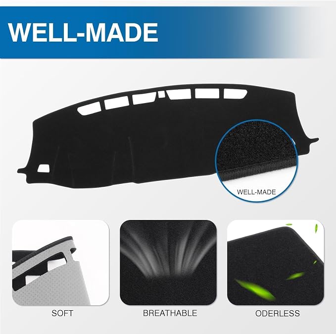 KUST Black Dash Cover for 2019-2025 Honda Passport/ 2016-2022 Pilot/ 2017-2025 Ridgeline Polyester Dashboard Cover Non-Slip Dashboard Pad Carpet Dash Protector Interior Accessories for Passport