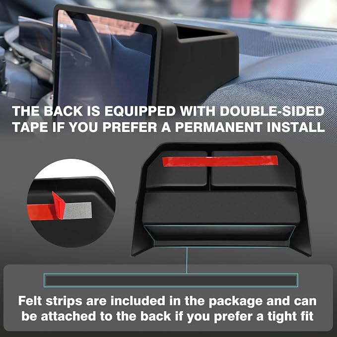 BestEvMod Upgrade Center Console Dash Storage Box Tray Compatible with Mustang Mach E 2021-2026 Dashboard Screen Back Organizer Custom fit ABS Material with PVC Trim Black