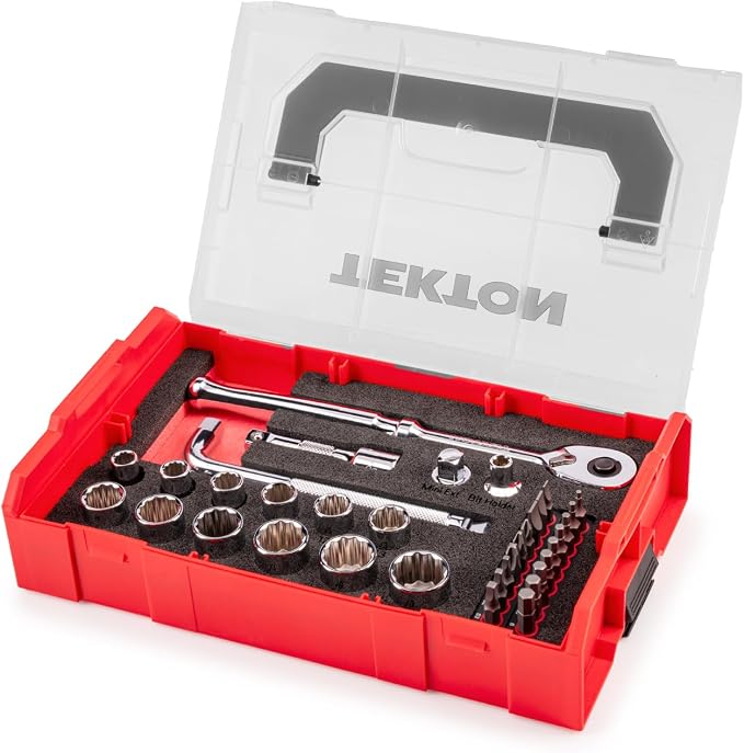 TEKTON 3/8 Inch Drive 12-Point Socket, Bit Ratchet Set, 35-Piece | SKT96201
