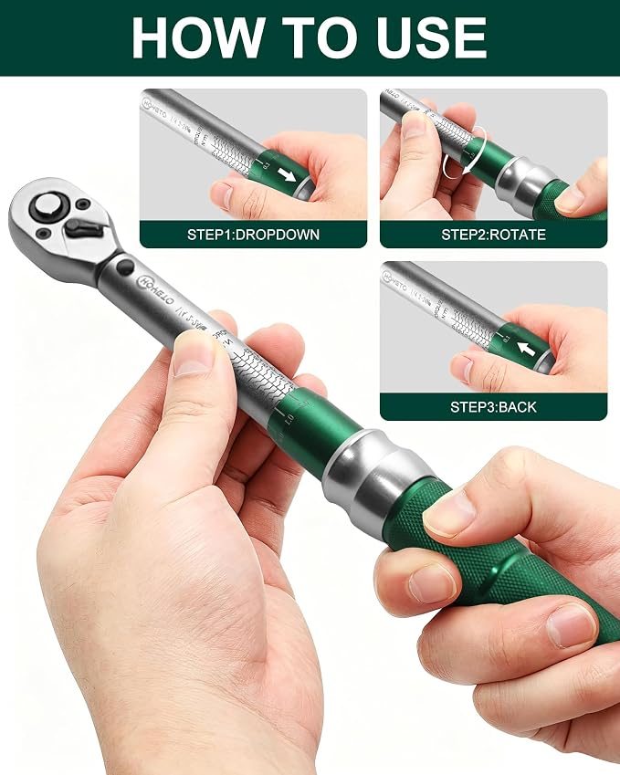 33Pcs Wrench Set - 1/4 Inch Drive Torque Wrench 2-24N.m (17.7-221IN.LB), Inch Pound Click Torque Tool Kit with Bit Sockets, 3/4 Adapter & 0.1 Nm Micro, Pro MTB Bicycle Repair Tool