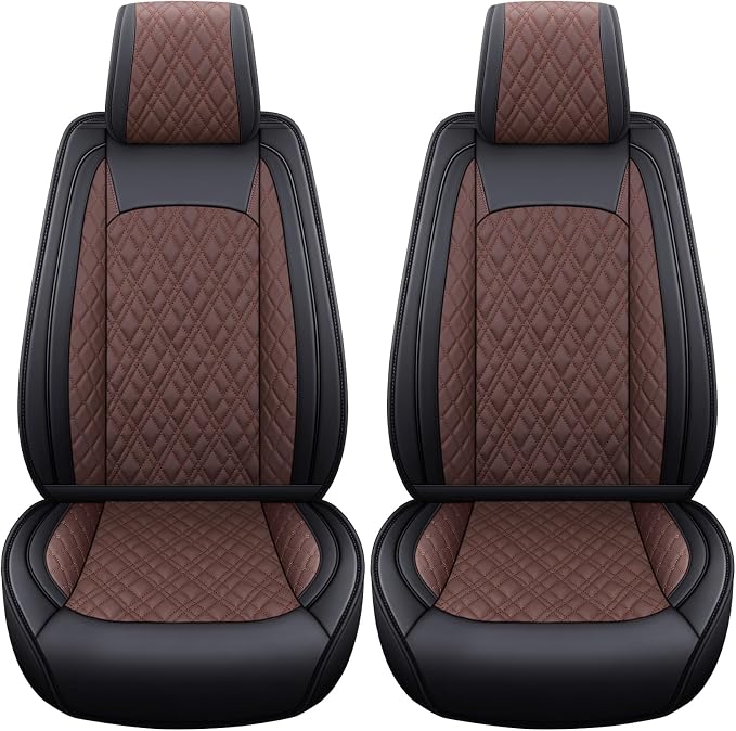 YIERTAI Car Seat Covers for Dodge Ram Fit 2009-2026 1500 2010-2026 2500 3500 Classic Bighorn Longhorn Laramie Tradesman Truck Brown Front