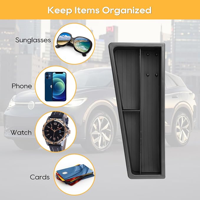 For VW ID.4 Dashbaord Center Console Organizer for 2025 2026 VW ID.4 (S/Pro/Pro S/Pro S Plus) Center Console ABS Storage Tray Insert, OEM Fit, Non-Slip Waterproof Interior Accessories - 12.9 Inch ONLY