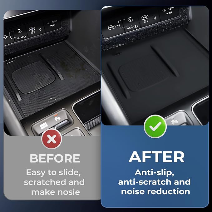 Wireless Charging Protective Mat for Hyundai Sonata 2026 2025 2024, Interior Accessories Center Console Silicone Anti-Slip Wireless Charger Cover Pad Protector for 2024-2026 Sonata, Black