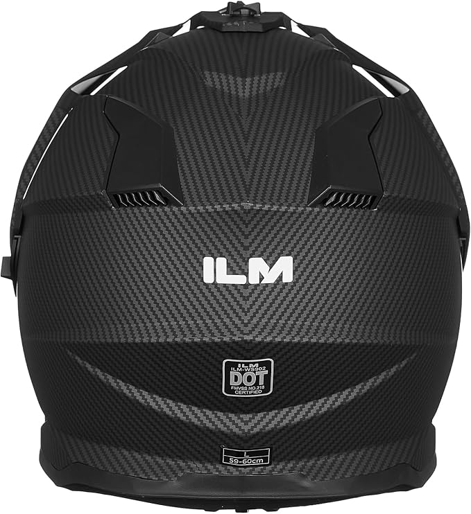 ILM Dual Sport Adventure Motorcycle Helmet with Pinlock Compatible Sun Visor Snowmobile ATV Dirt Bike Off Road Casco Model WS902 (Carbon Fiber, 2XL)