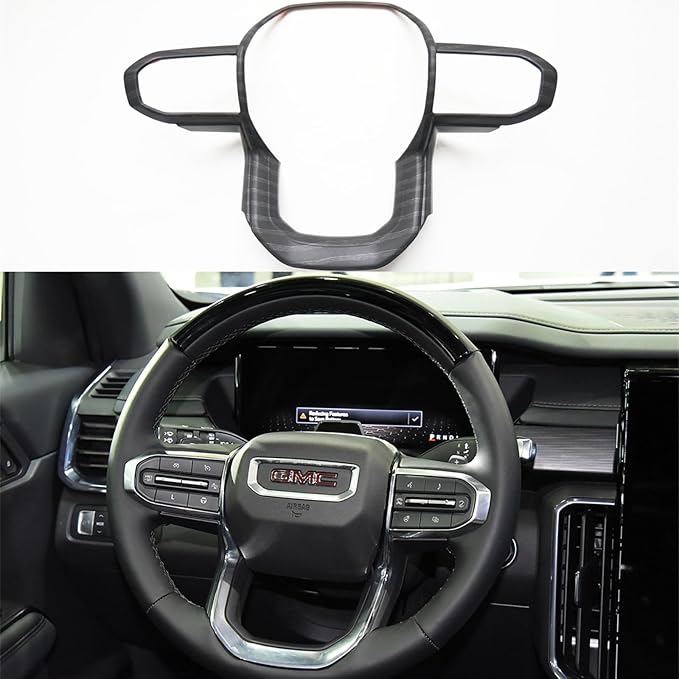 ZiWen Interior Trims Steering Wheel Cover Accessories for GMC Canyon Acadia Sierra EV Chevy Colorado 2024 2025 2026 (Black Wood Pattern)