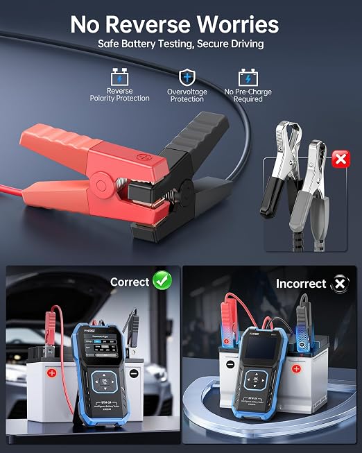FNIRSI BTM-24 Car Battery Tester 12V 24V, 0-2000 CCA Automotive Alternator Tester, Battery Life Voltage Internal Resistance Charging Load Cranking Analyzer for Car SUV Pickup Truck ATV Motorcycle Boat